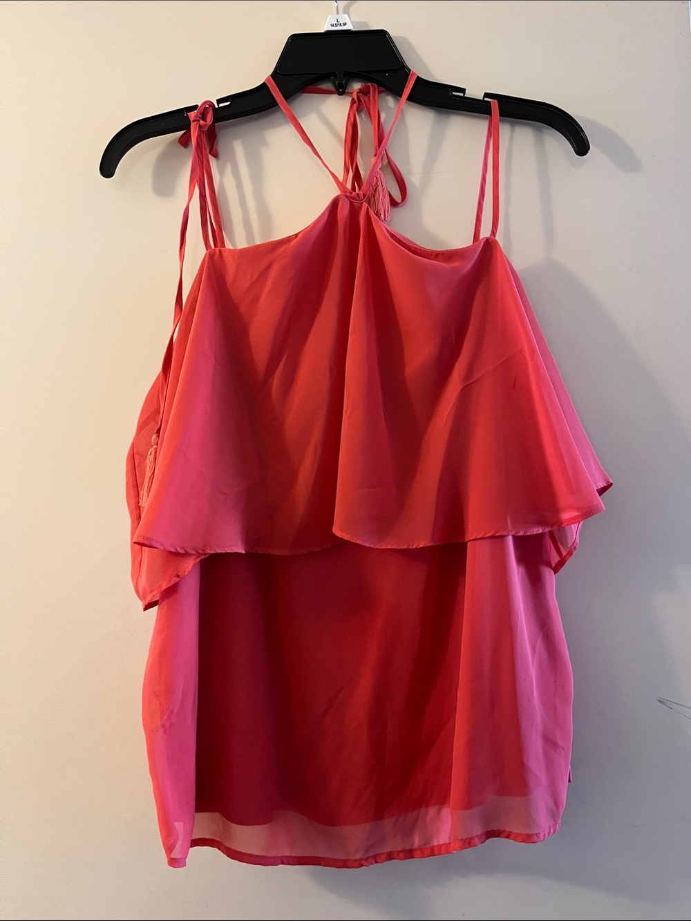 Sleeveless Coral Layered Halter Camisole